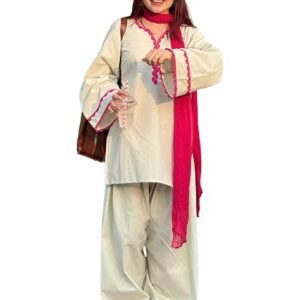 ANNI Designer Cora Cotton Farshi Salwar Suit for Women | Farsi Style Kurti | Farasi Kurta with Dupatta | Parsi Ethnic Dress | Indian Office Party Traditional Clothing Fashion Wear